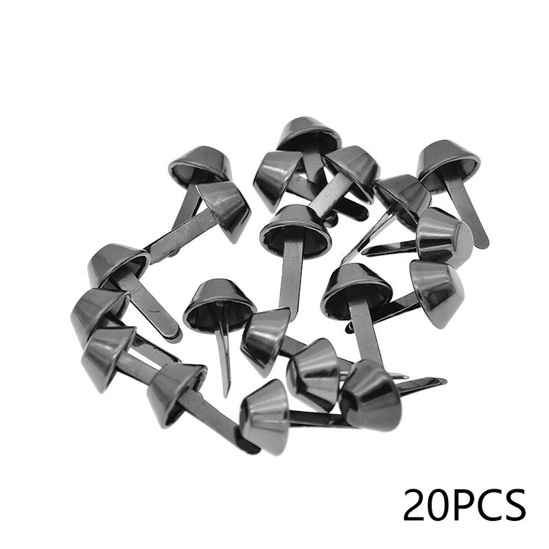 20pcs 12mm Luggage Hardware Base Decorative Two-legged Fork Nails Manual Metal Bag Bottom Nail Foot Nail DIY Bag Accessories New