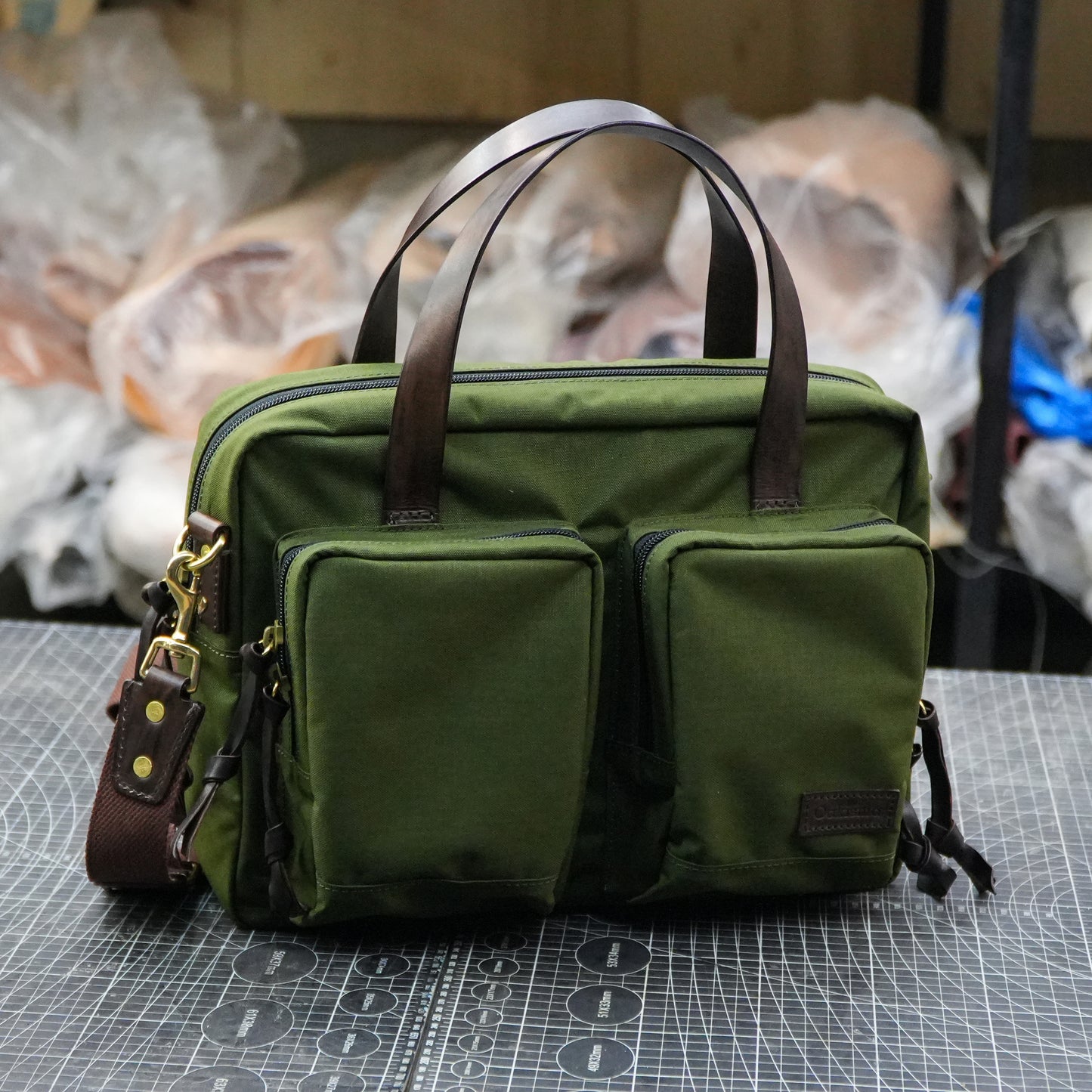 【PDF Pattern】Nylon fabric+cowhide single shoulder crossbody bag/shoulder bag pattern/crossbody bag pattern/briefcase pattern/messenger bag pattern/