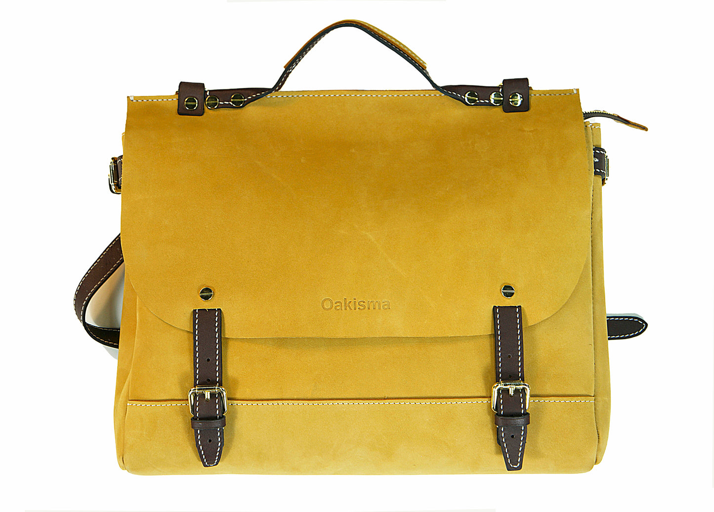 Oakisma Show Business Messenger Briefcase Vegetable Tanned Leather 14” 15.6” 16” 17” Laptop Computer Portfolio Satchel Work Bag, Holiday gifts,Size customization