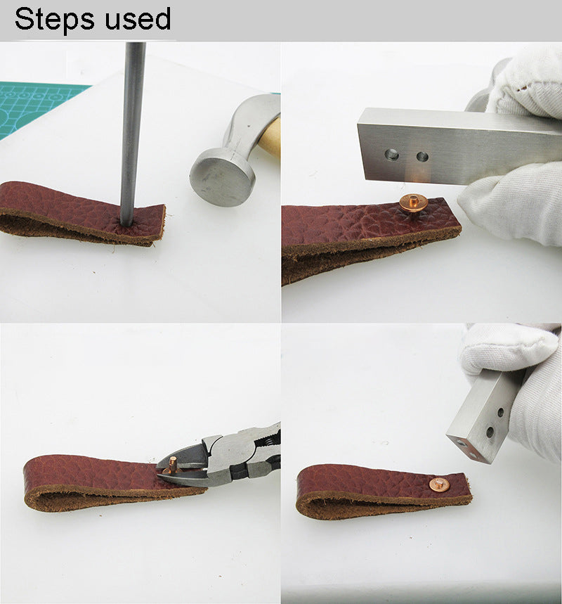 Red copper nail mounting rod American rivet fixing installation tool Nail striking mold Manual DIY leather tool