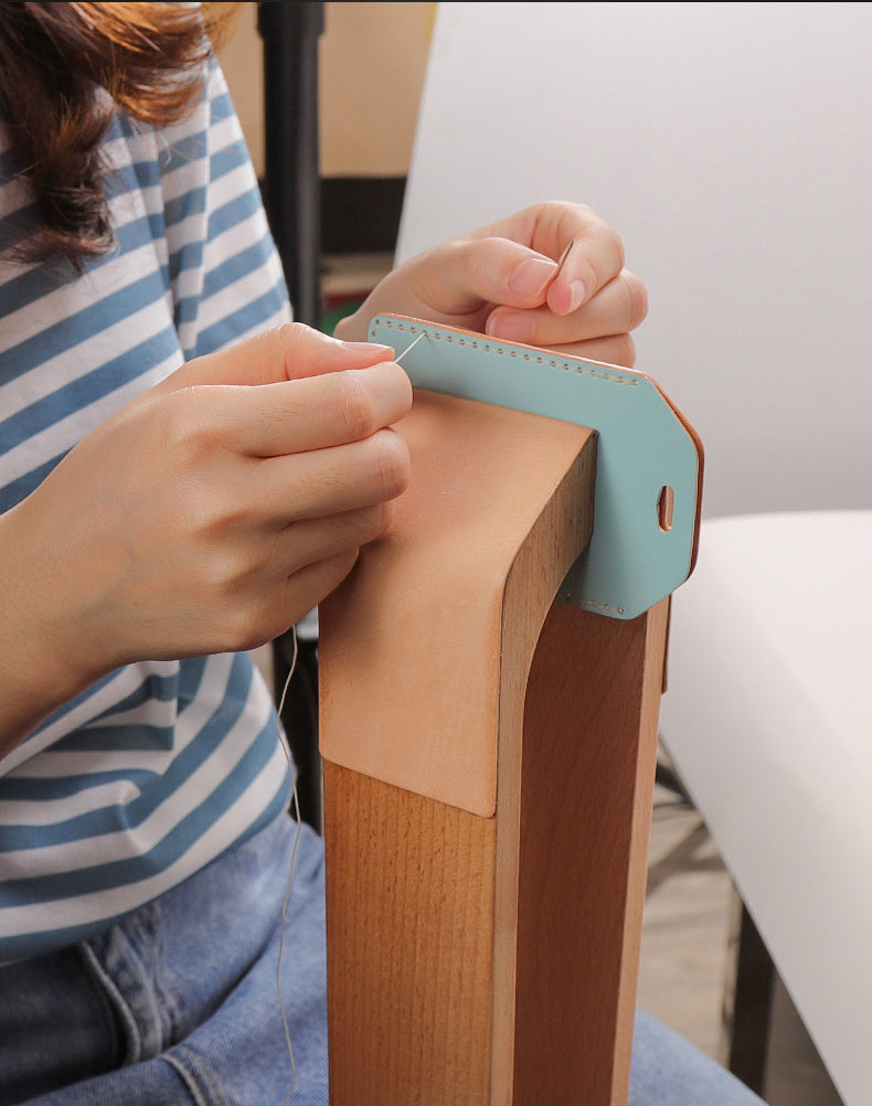 Stitch fixing wooden shelf diy handmade leather tools
