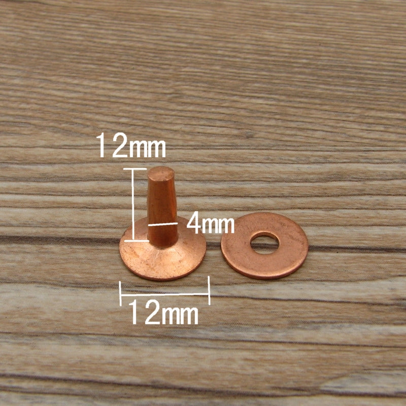 Qty 100 Solid Brass Copper Hose Saddlers Rivets With Burrs For Leather Craft DIY