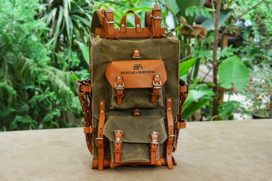 【Physical Pattern】Vintage Oil Wax Canvas Backpack - leather backpack pattern