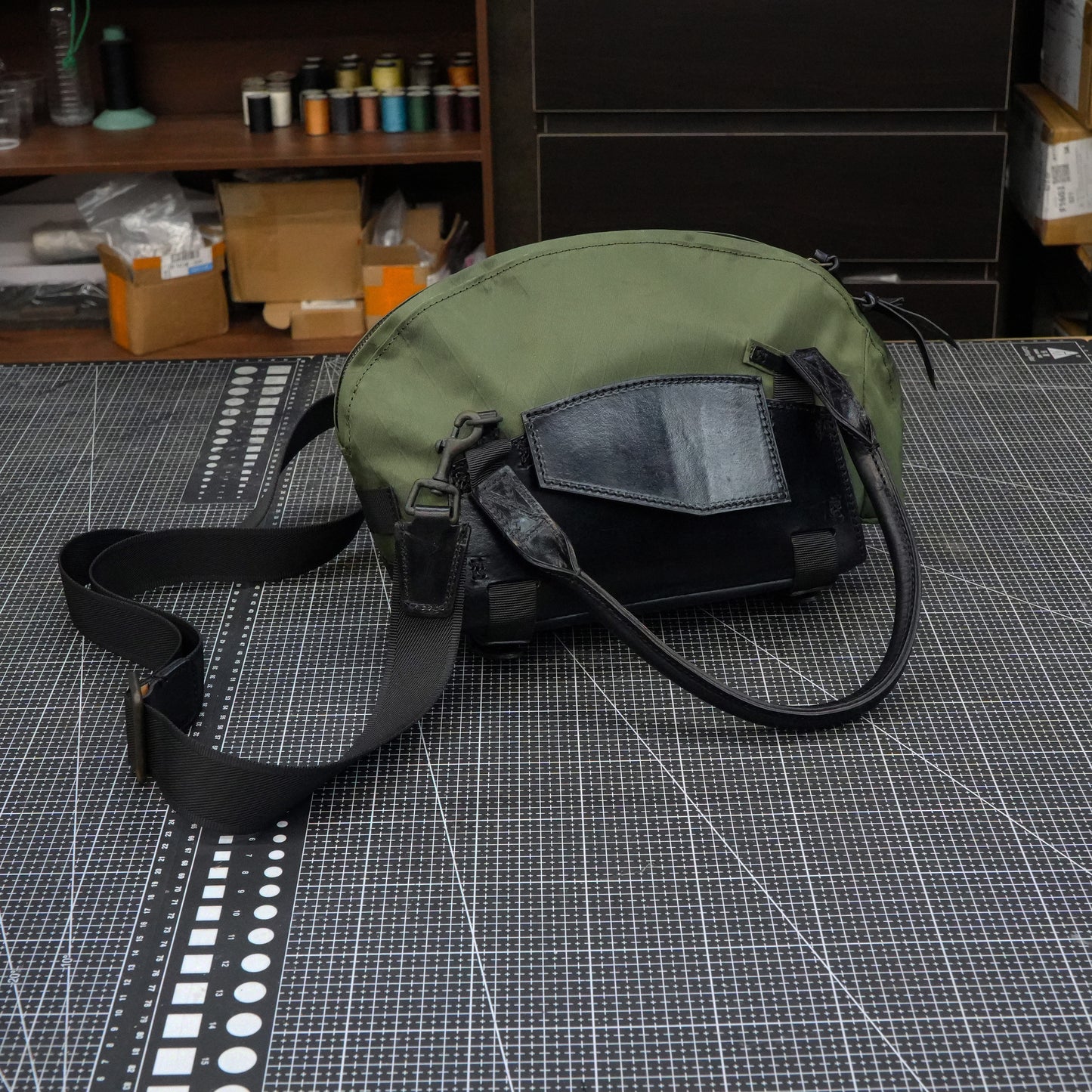 【PDF Pattern】Nylon cloth+brushed vegetable tanned leather handbag pattern- SG-151#