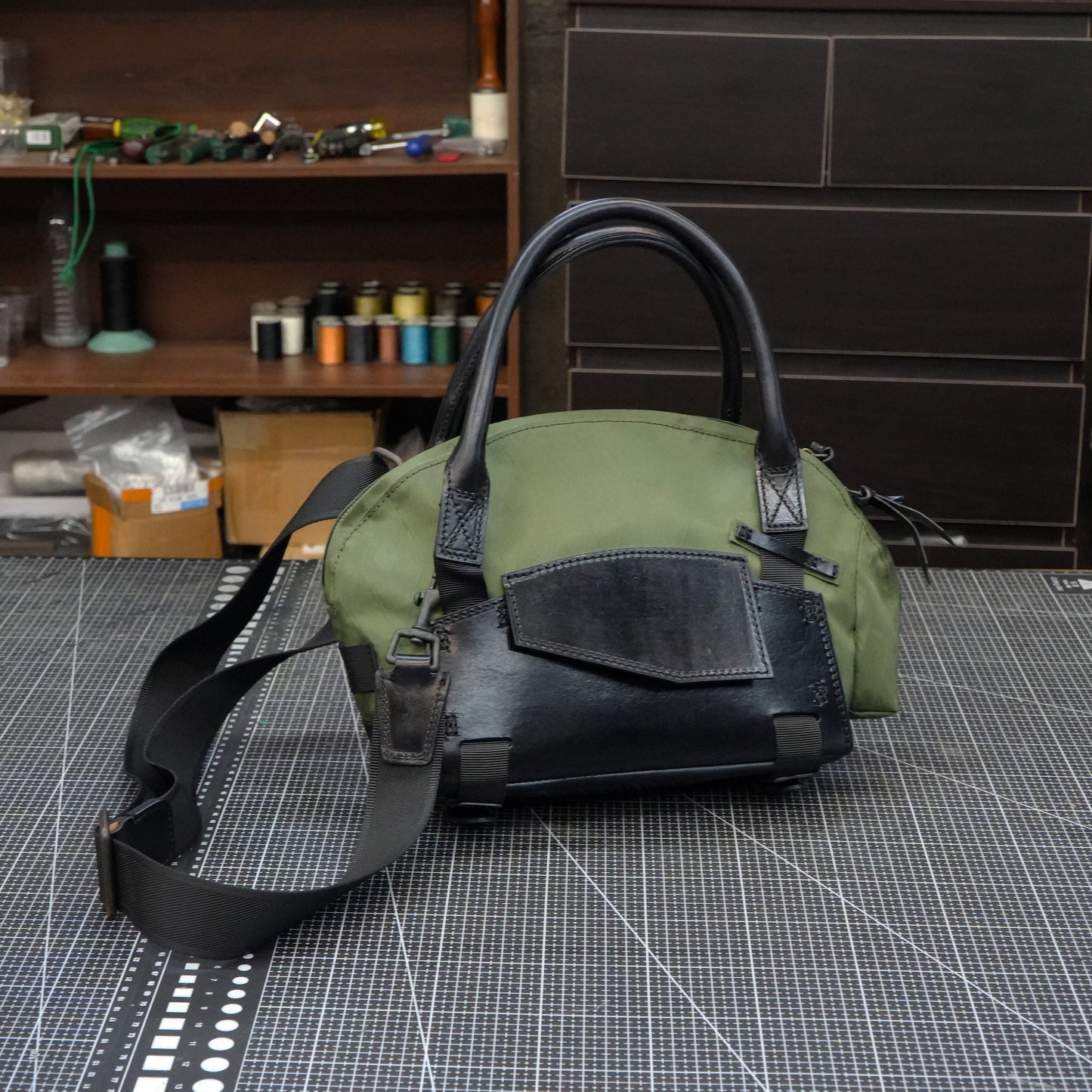 【PDF Pattern】Nylon cloth+brushed vegetable tanned leather handbag pattern- SG-151#