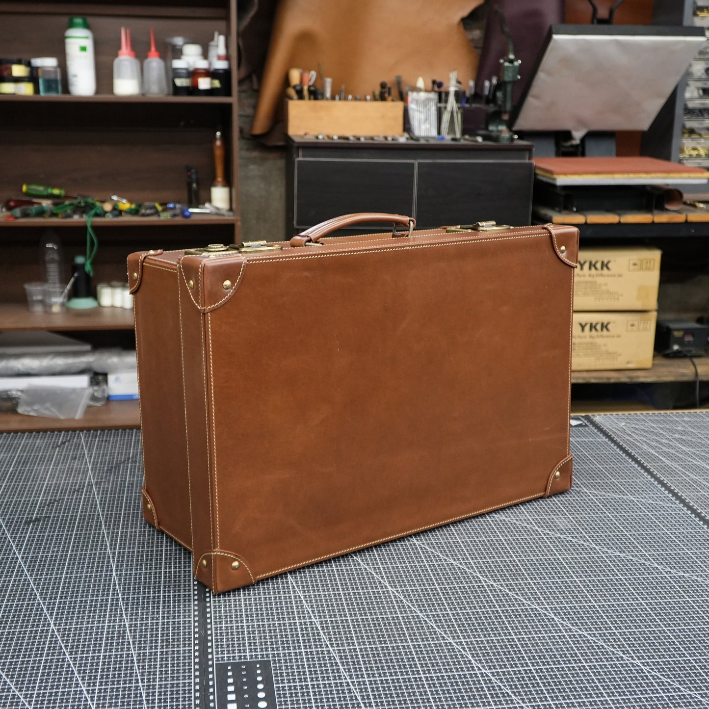 【Suitcase Pattern】 Vintage cowhide suitcase pattern/Cowhide travel storage box pattern