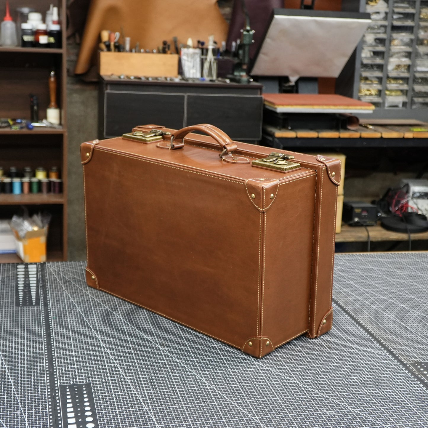 【Suitcase Pattern】 Vintage cowhide suitcase pattern/Cowhide travel storage box pattern