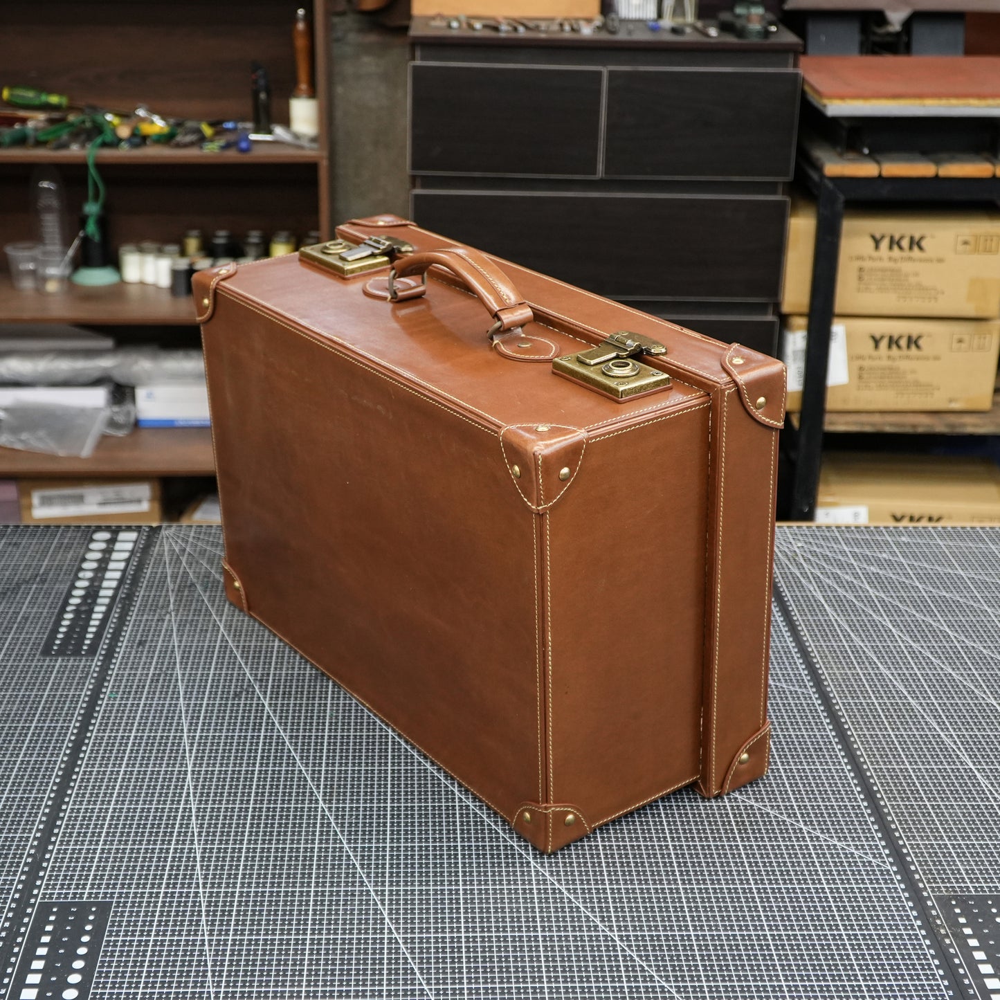 【Suitcase Pattern】 Vintage cowhide suitcase pattern/Cowhide travel storage box pattern