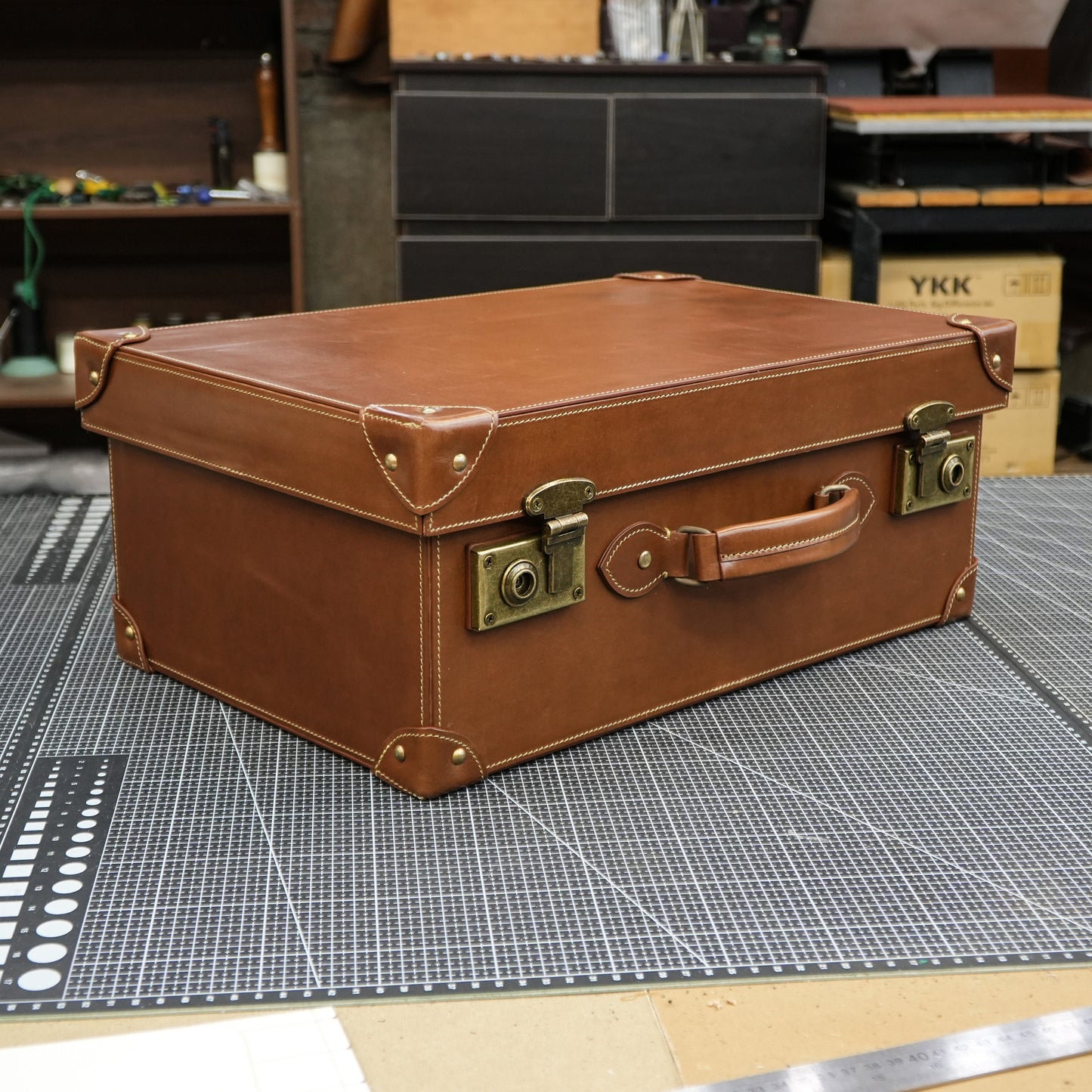 【Suitcase Pattern】 Vintage cowhide suitcase pattern/Cowhide travel storage box pattern