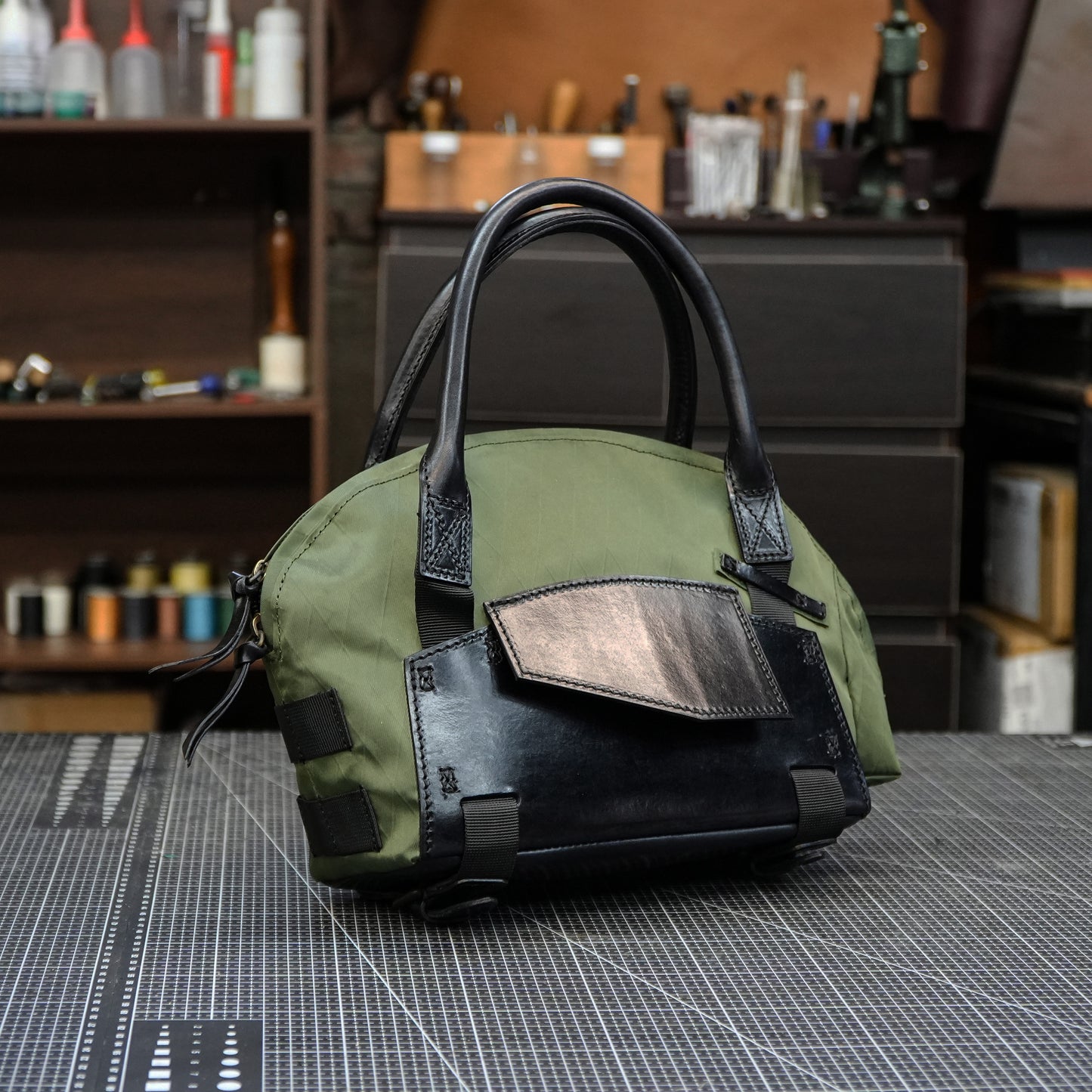 【PDF Pattern】Nylon cloth+brushed vegetable tanned leather handbag pattern- SG-151#