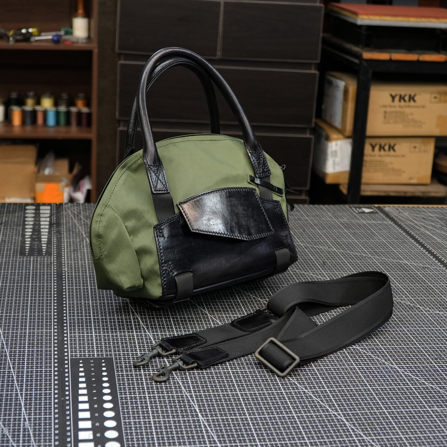 【PDF Pattern】Nylon cloth+brushed vegetable tanned leather handbag pattern- SG-151#