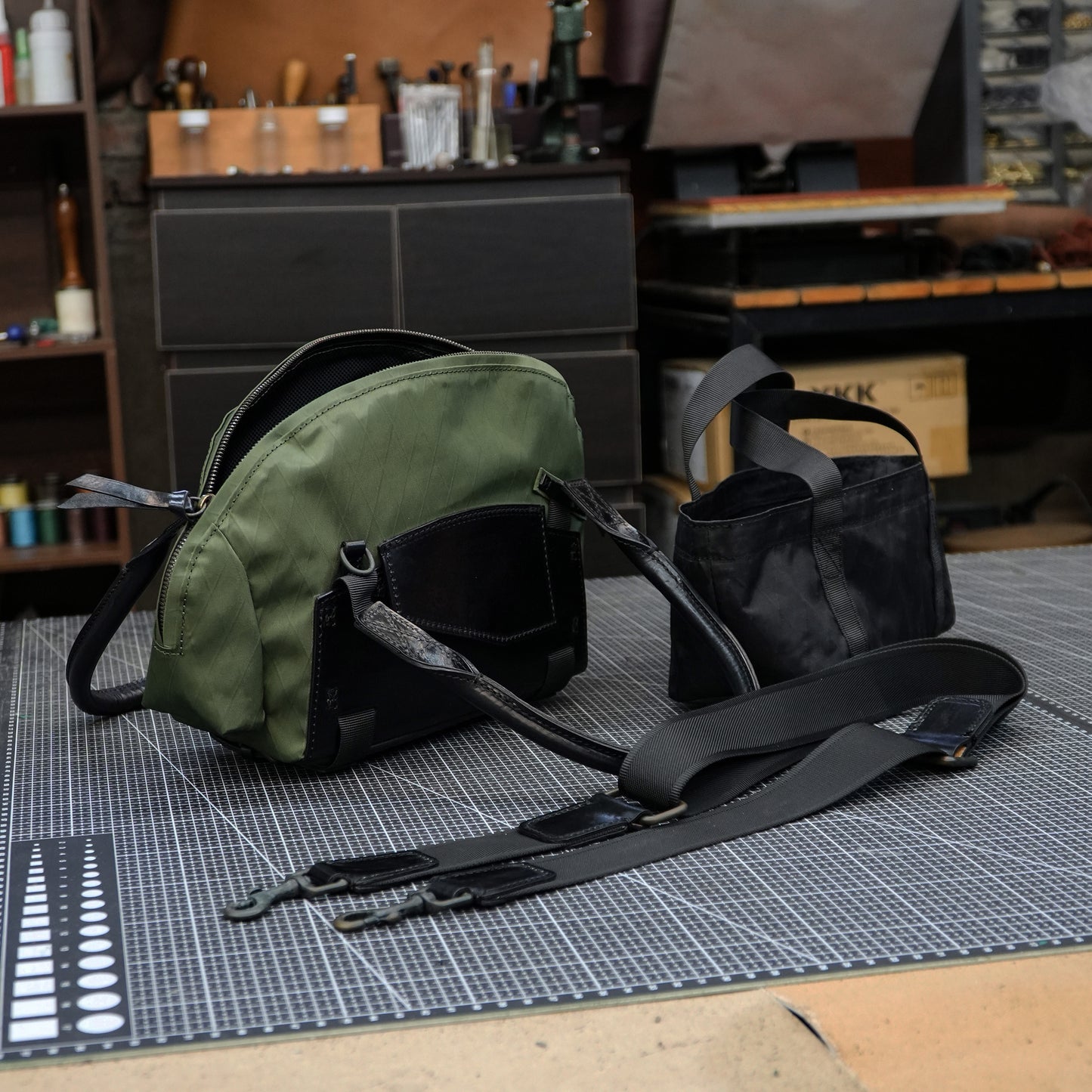 【PDF Pattern】Nylon cloth+brushed vegetable tanned leather handbag pattern- SG-151#