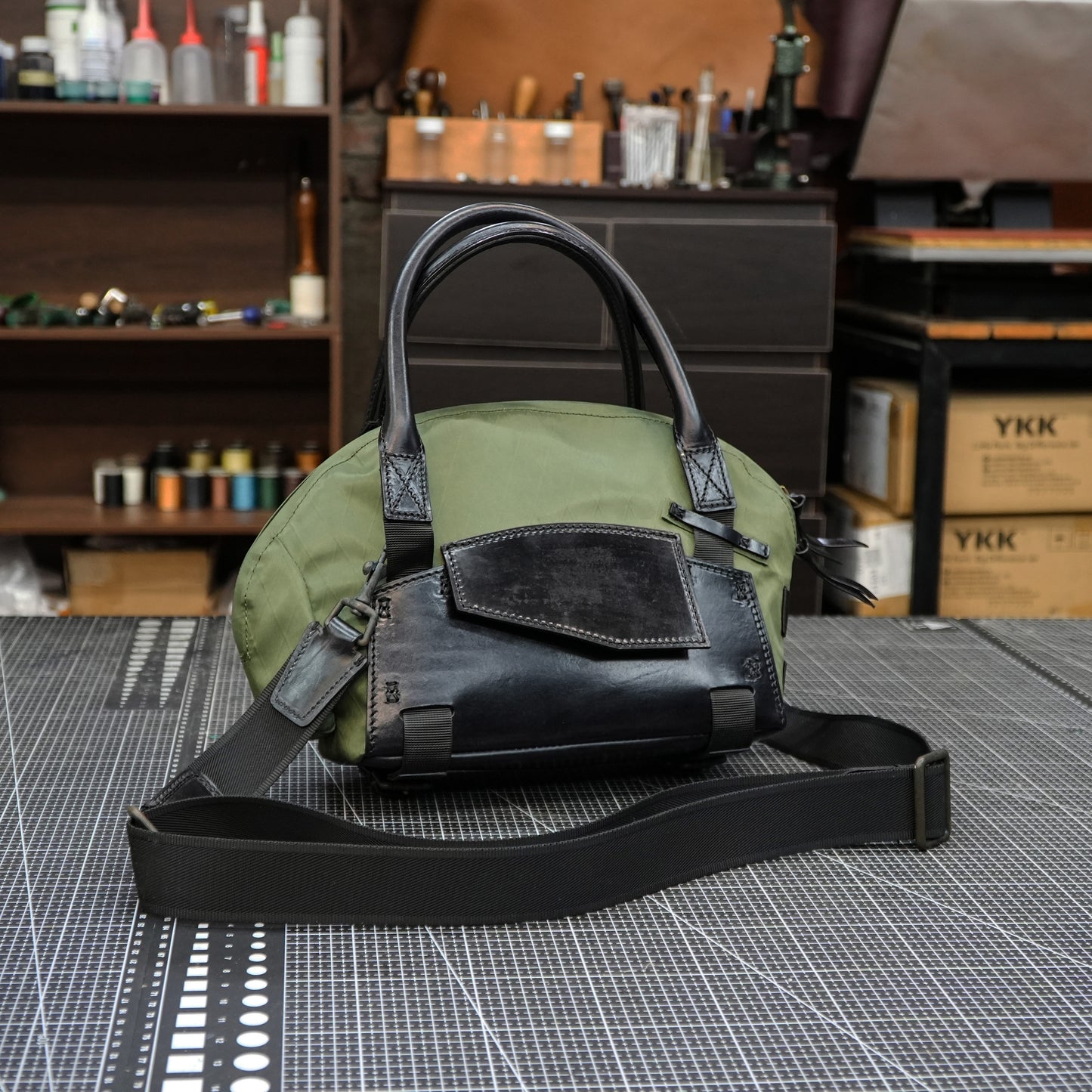 【PDF Pattern】Nylon cloth+brushed vegetable tanned leather handbag pattern- SG-151#