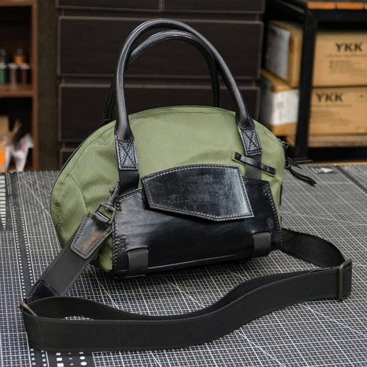 Nylon & Brushed Leather Handbag   SG-151