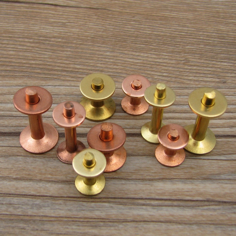 Qty 100 Solid Brass Copper Hose Saddlers Rivets With Burrs For Leather Craft DIY