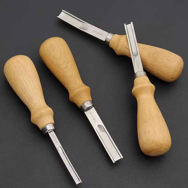 Leather Thinning Wide Blade 4/6/8mm Segment Edge Trimmer DIY Leather Tool Beech Handle Durable Blade Leather Tool