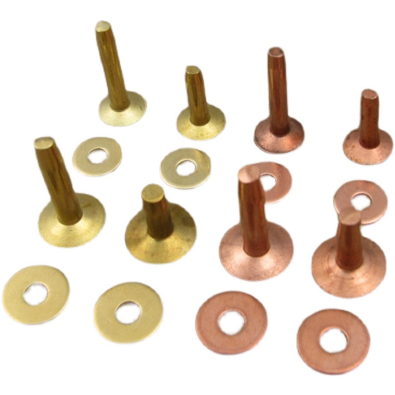 Qty 100 Solid Brass Copper Hose Saddlers Rivets With Burrs For Leather Craft DIY