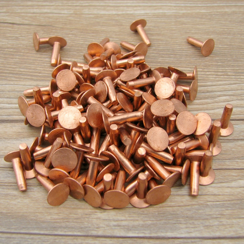 Qty 100 Solid Brass Copper Hose Saddlers Rivets With Burrs For Leather Craft DIY