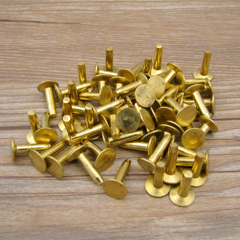 Qty 100 Solid Brass Copper Hose Saddlers Rivets With Burrs For Leather Craft DIY