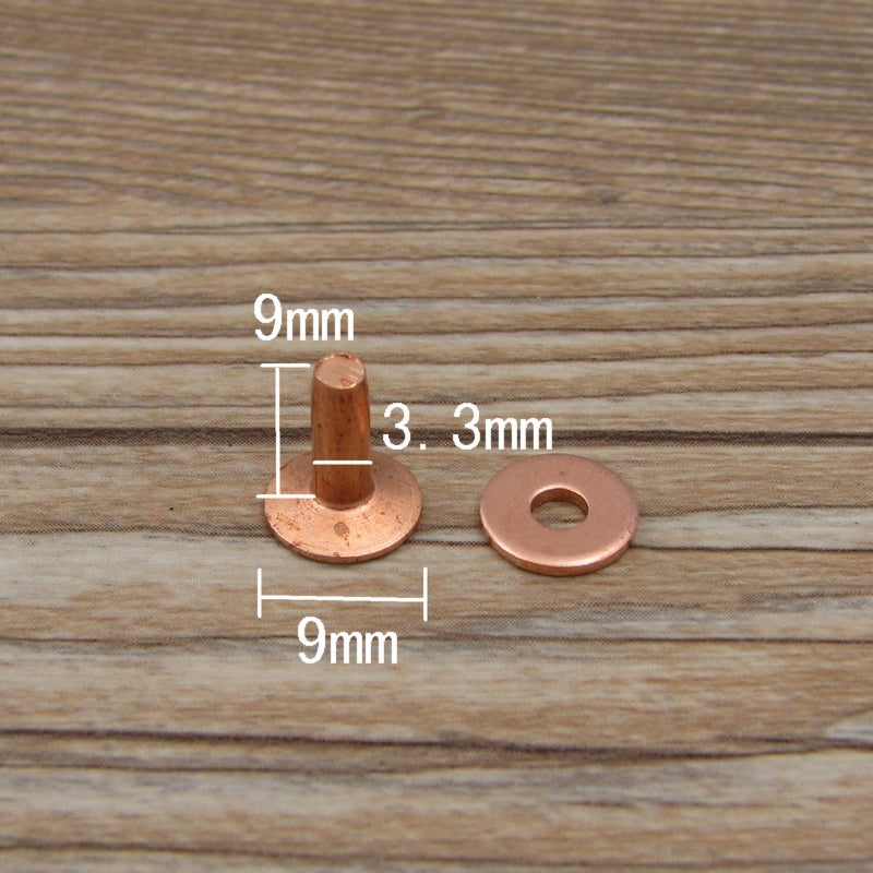 Qty 100 Solid Brass Copper Hose Saddlers Rivets With Burrs For Leather Craft DIY