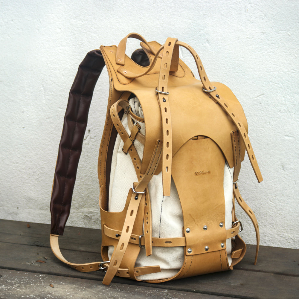 Detachable canvas+plant tanned leather backpack - retro backpack for travel, camping, hiking, commuting