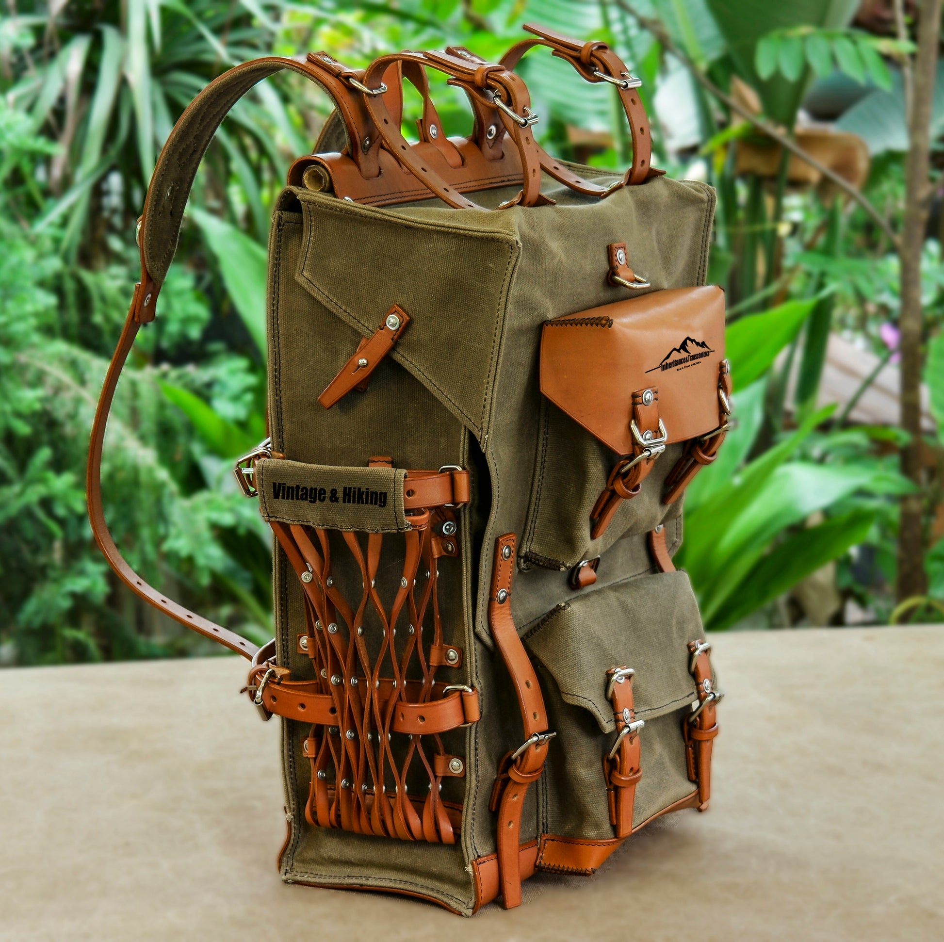 Vintage Wax Canvas Full Grain Leather Backpack