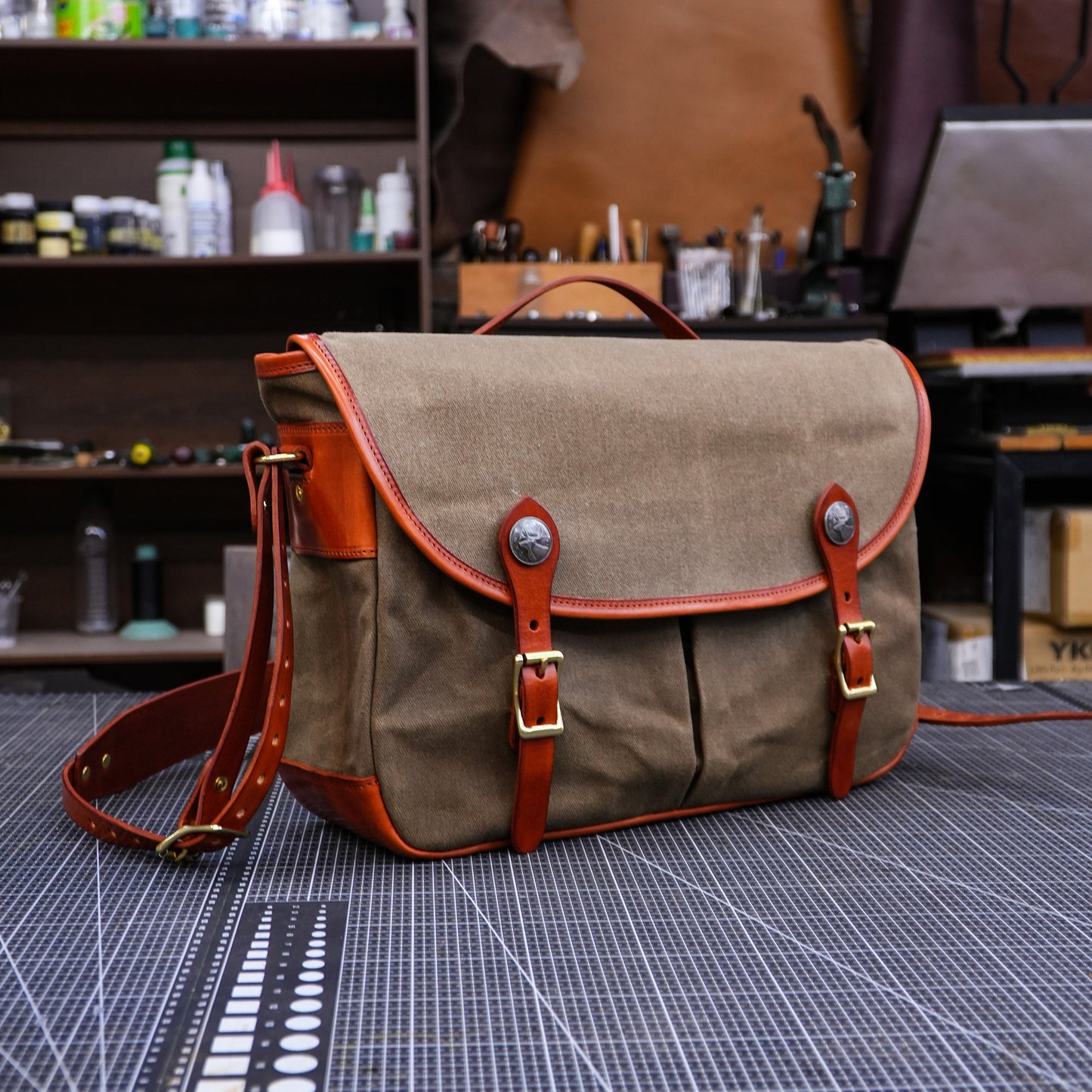 【PDF Pattern】 Hand painted vegetable tanned leather canvas messenger bag/shoulder bag pattern/crossbodybag pattern/briefcase pattern/messengerbag pattern/canvasbag pattern SG-154#