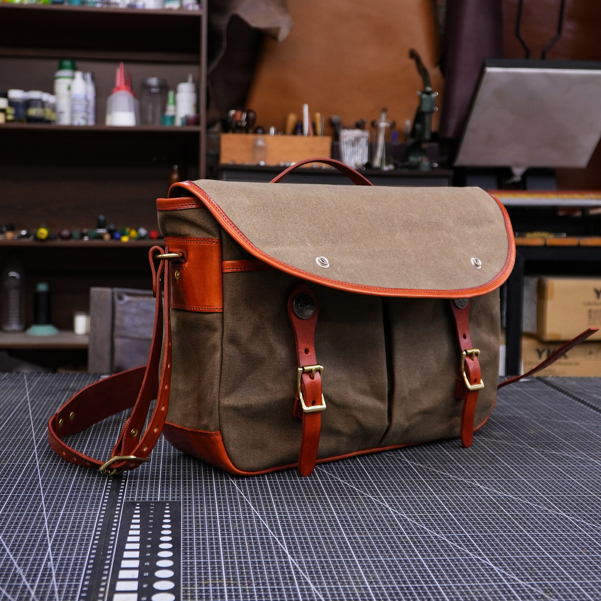 【PDF Pattern】 Hand painted vegetable tanned leather canvas messenger bag/shoulder bag pattern/crossbodybag pattern/briefcase pattern/messengerbag pattern/canvasbag pattern SG-154#