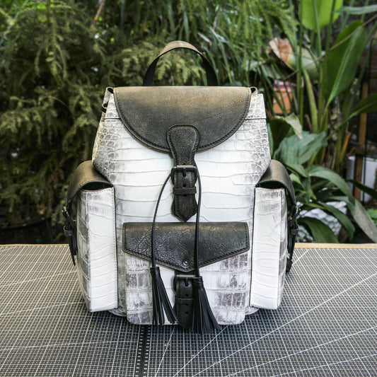 Himalayan crocodile leather backpack /Crocodile knapsack