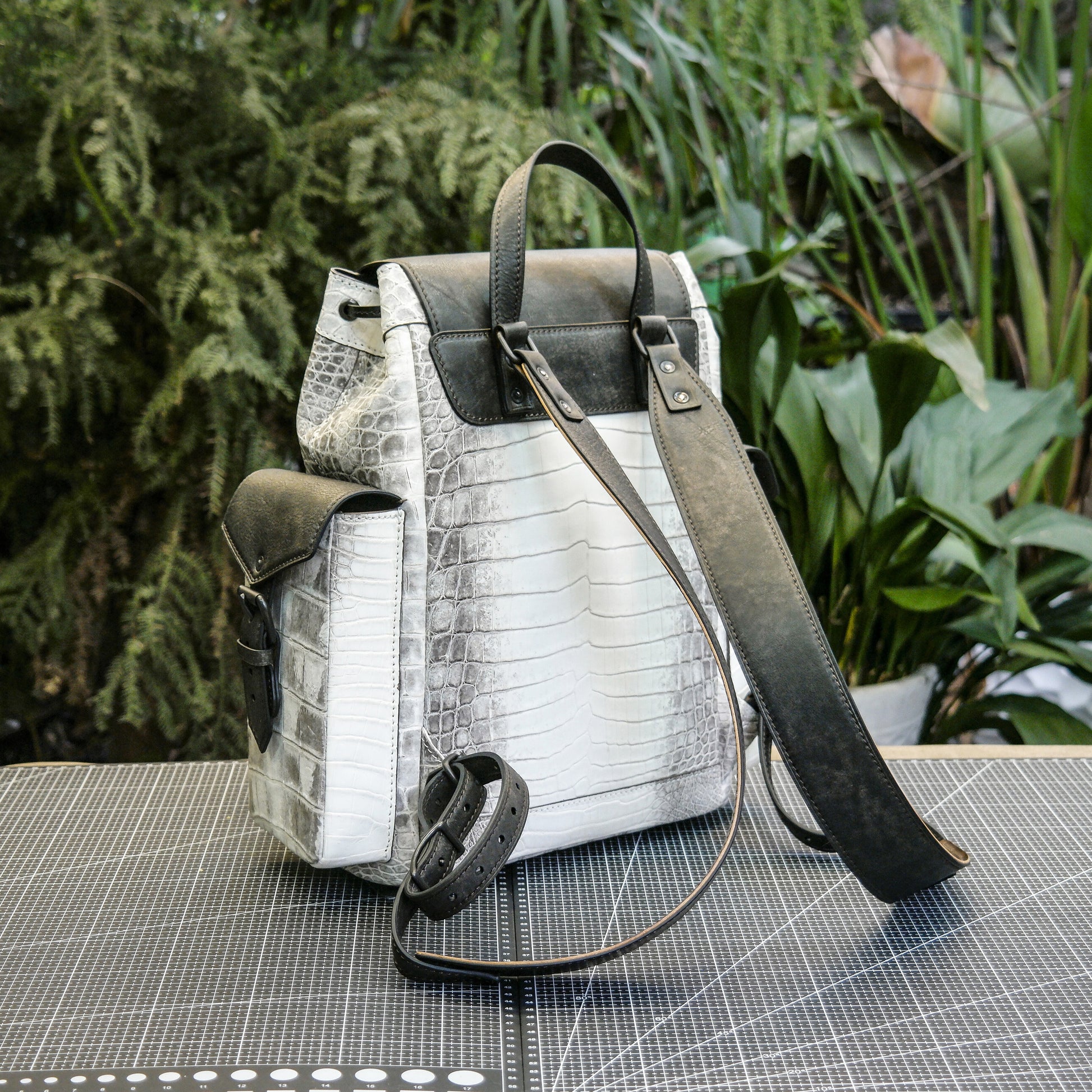 Himalayan crocodile leather backpack /Crocodile knapsack