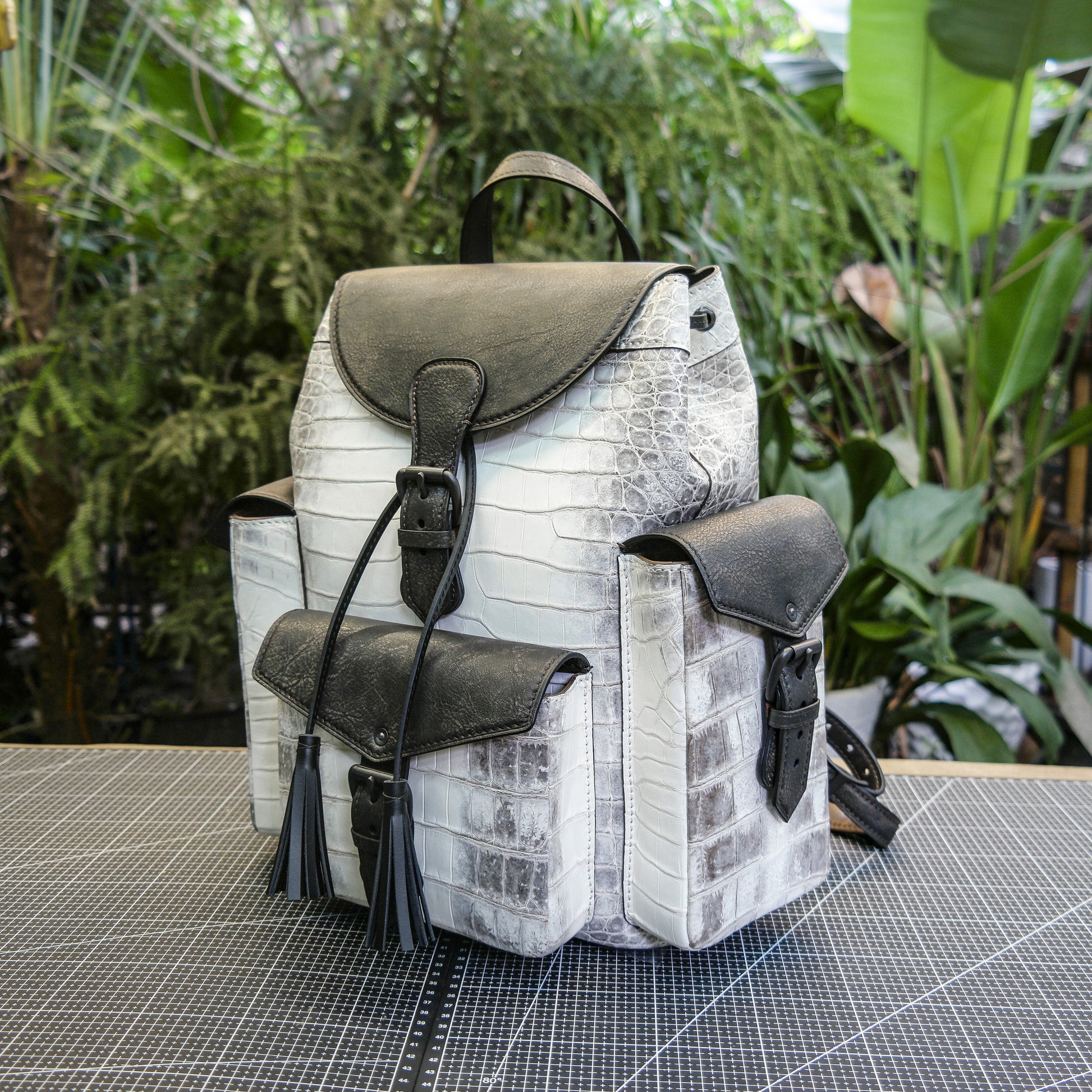 Himalayan crocodile leather backpack /Crocodile knapsack