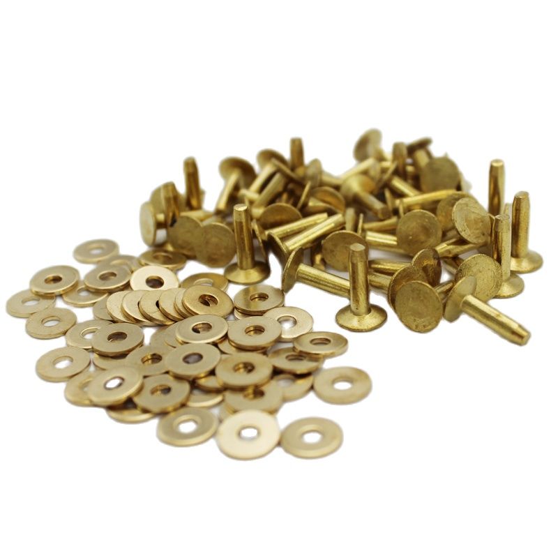 100Sets Solid Brass/Copper Rivets With Burrs/Washers For Leather