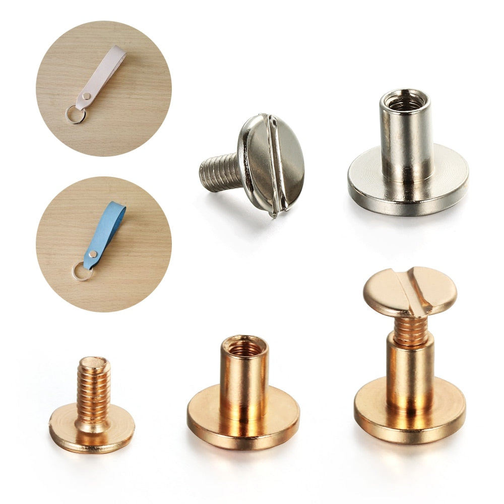 10Pcs 5/6.5/ 8mm Solid Nail Bolt Strap Rivets Screw Leather Craft Bookkeeping Round Head Screws For Luggage Clothes/Bag/Shoes
