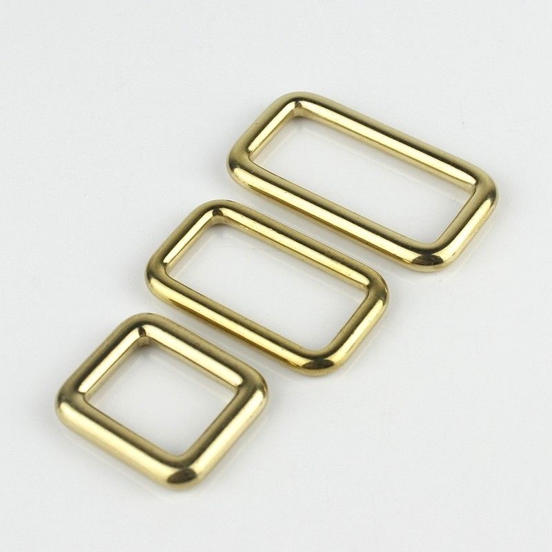 Solid brass square ring buckles cast seamless rectangle rings leather craft bag strap buckle garment belt luggage purse DIY