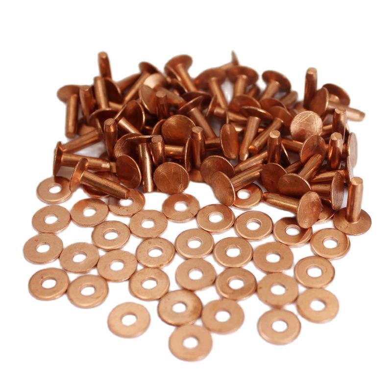 100Sets Solid Brass/Copper Rivets With Burrs/Washers For Leather