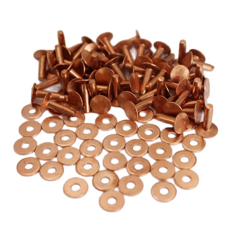 Qty 100 Solid Brass Copper Hose Saddlers Rivets With Burrs For Leather Craft DIY