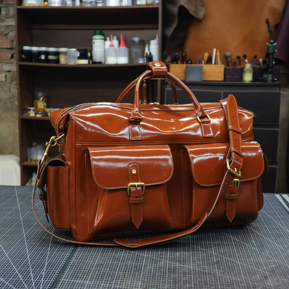 Handmade Cowhide Leather Travel Suit Duffle Bag - SG-158#