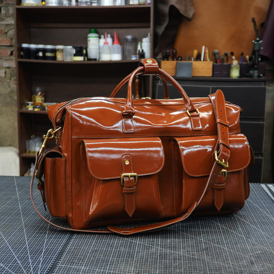Handmade Cowhide Leather Travel Suit Duffle Bag - SG-158#