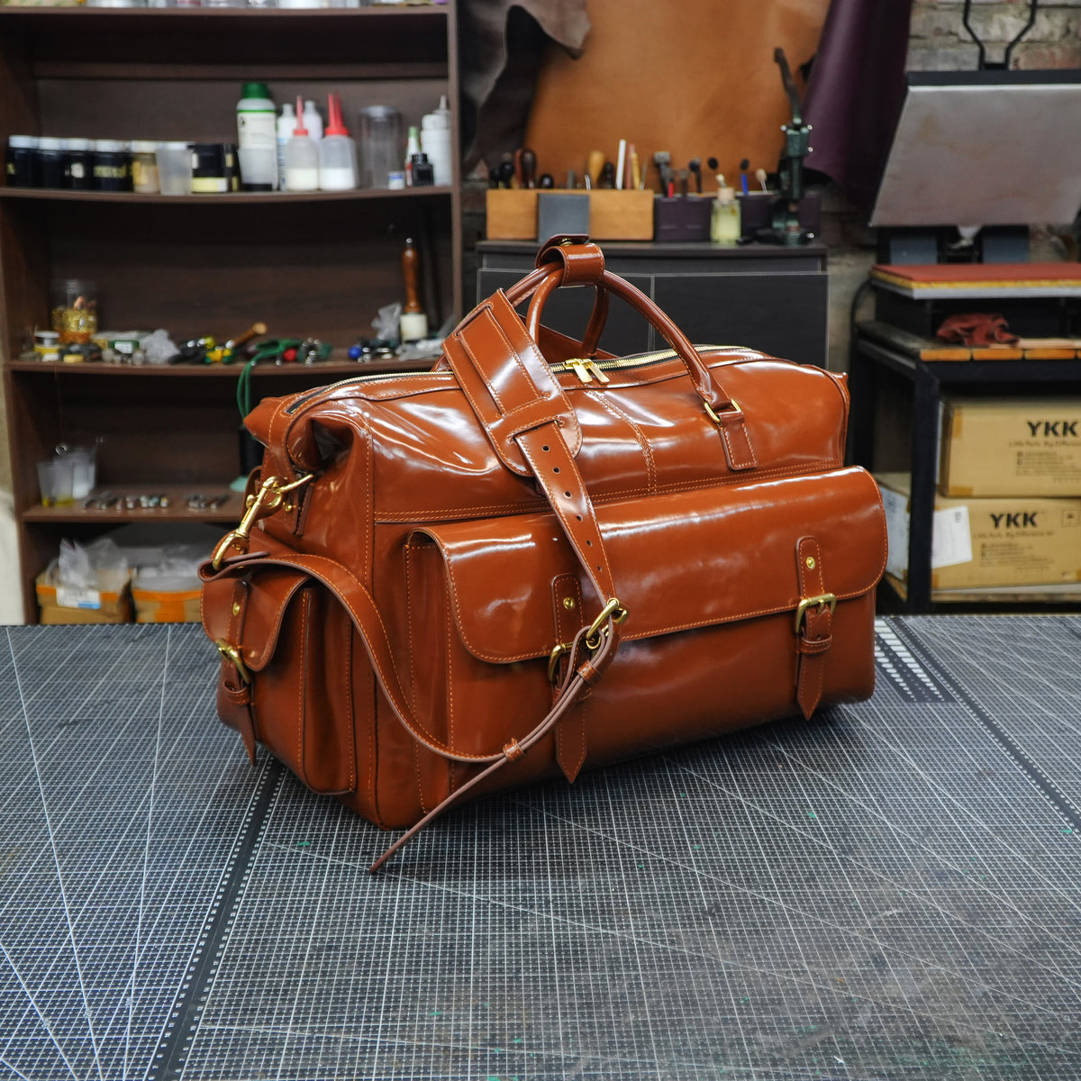 Handmade Cowhide Leather Travel Suit Duffle Bag - SG-158#