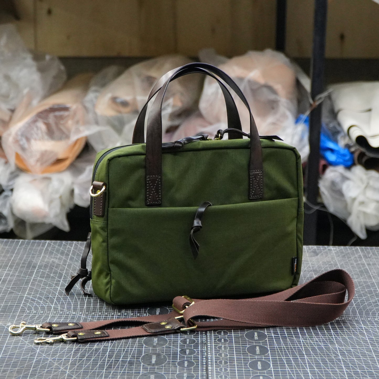 【PDF Pattern】Nylon fabric+cowhide single shoulder crossbody bag/shoulder bag pattern/crossbody bag pattern/briefcase pattern/messenger bag pattern/