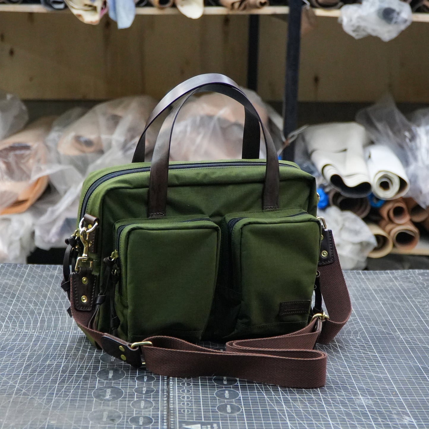 【PDF Pattern】Nylon fabric+cowhide single shoulder crossbody bag/shoulder bag pattern/crossbody bag pattern/briefcase pattern/messenger bag pattern/