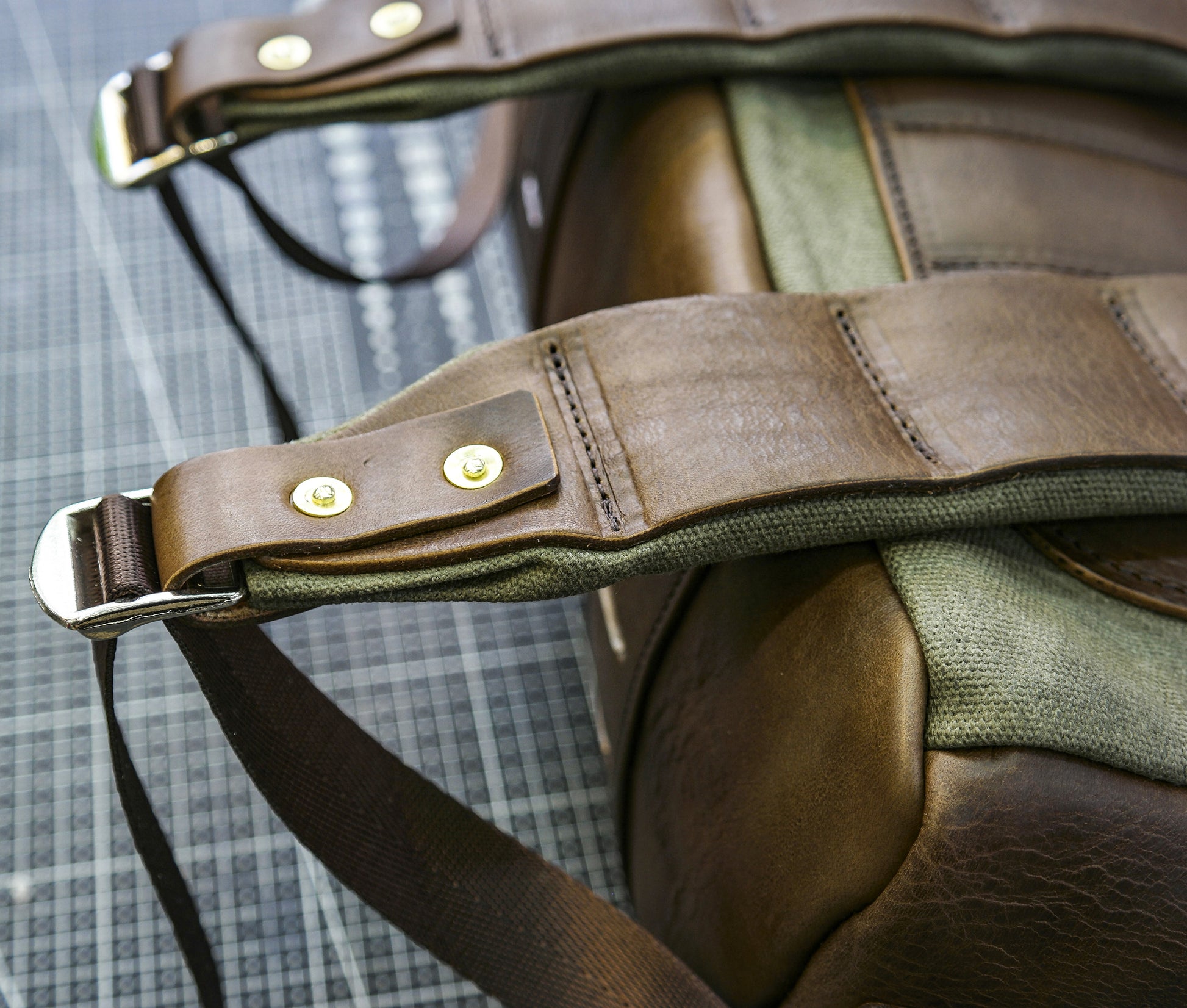 craftsman dark green canvas with leather trim backpack Retro oil wax canvas backpack