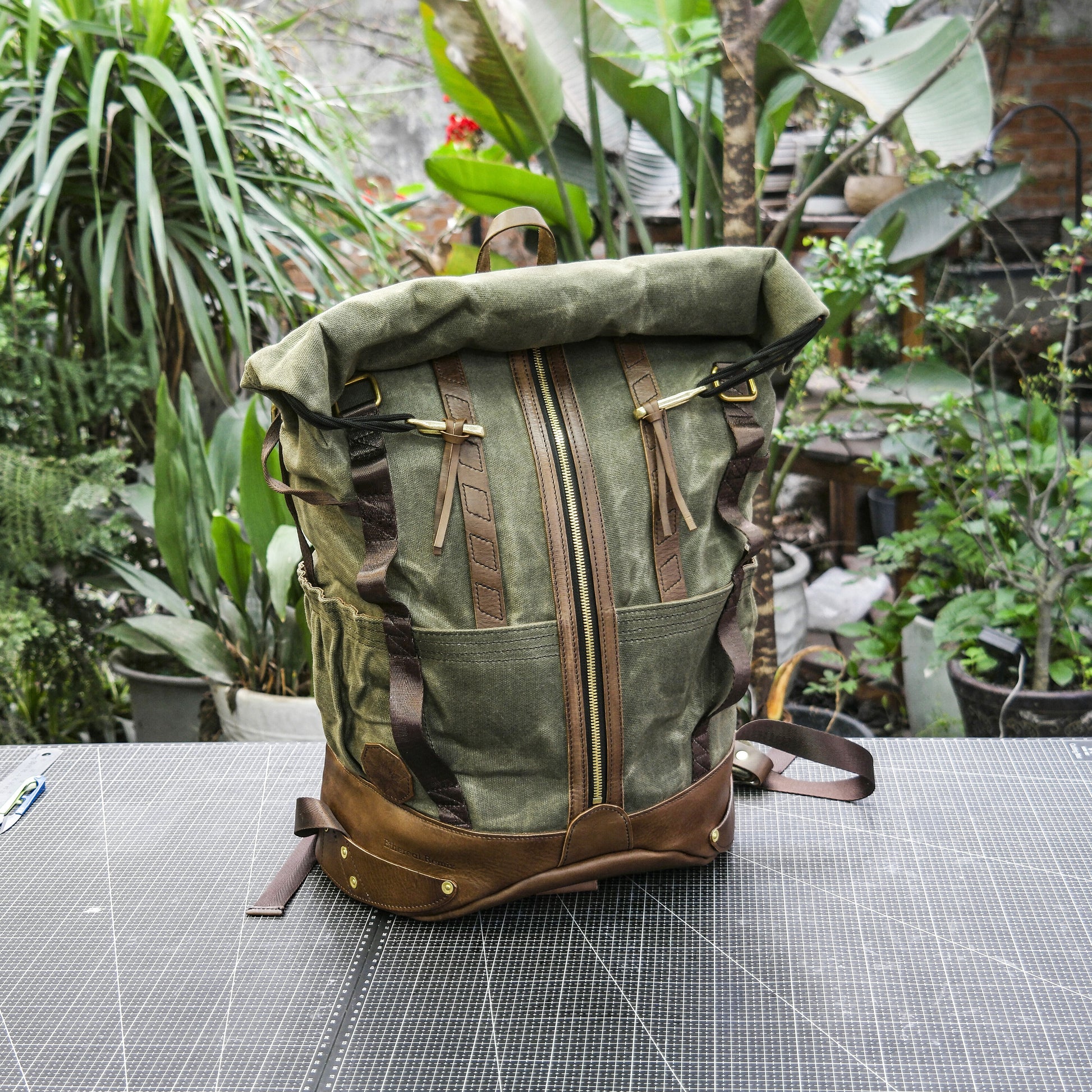 best waxed canvas and leather backpack Retro oil wax canvas backpack