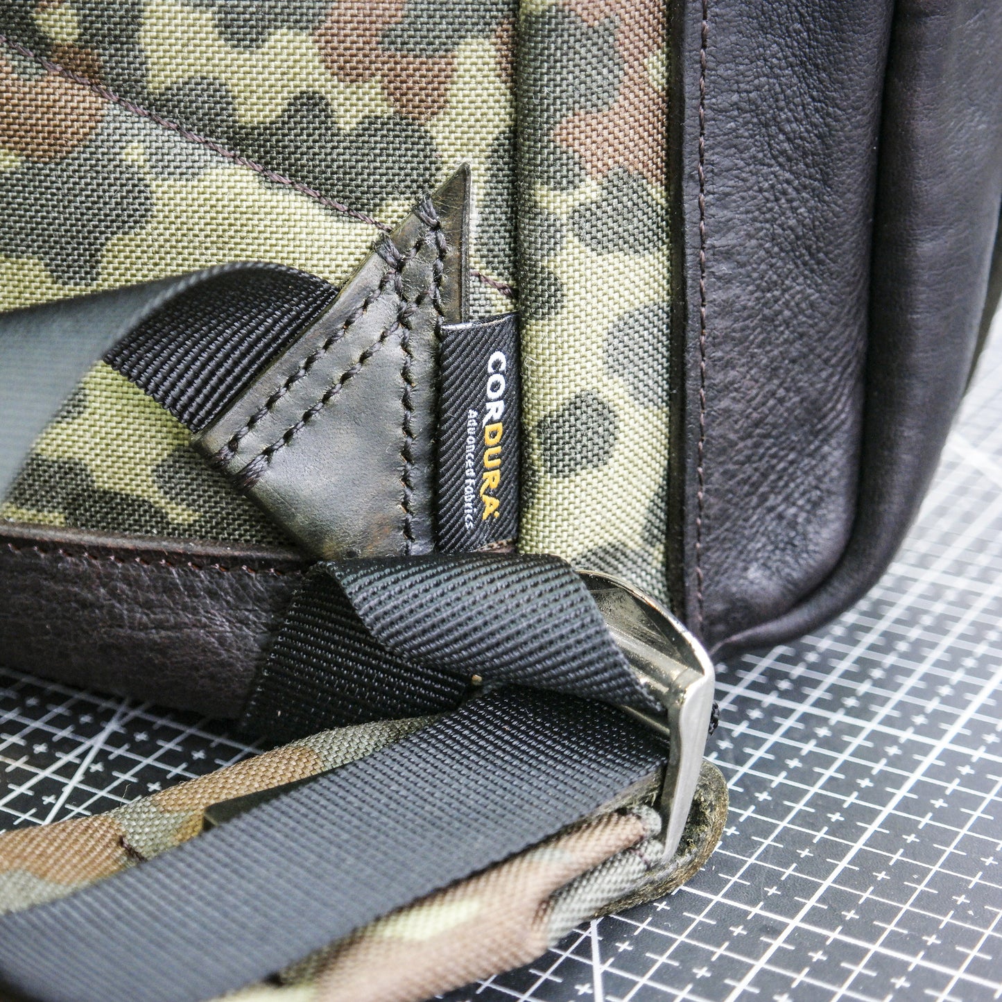 Handmade CORDURA camouflage cowhide backpack