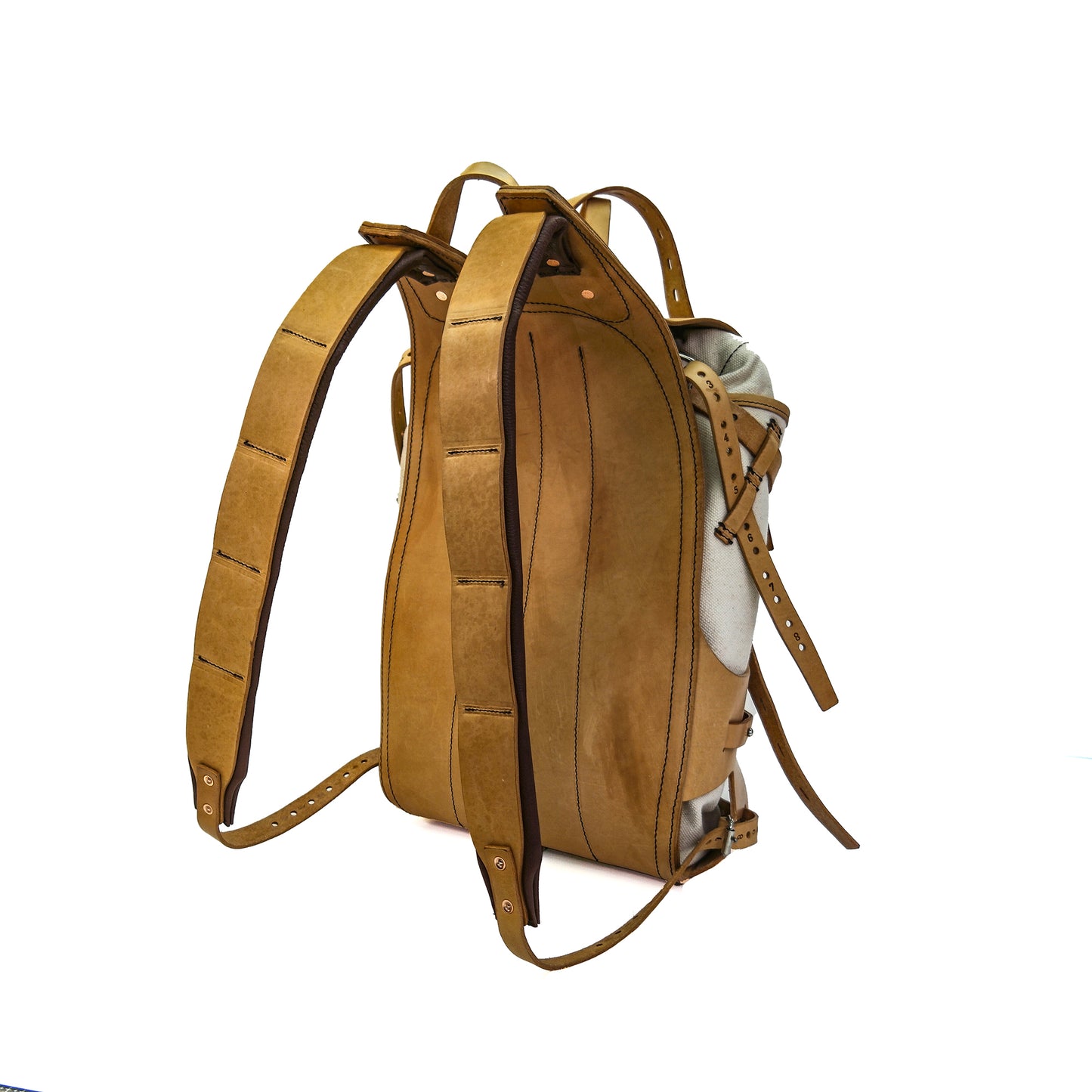 Detachable canvas+plant tanned leather backpack - retro backpack for travel, camping, hiking, commuting