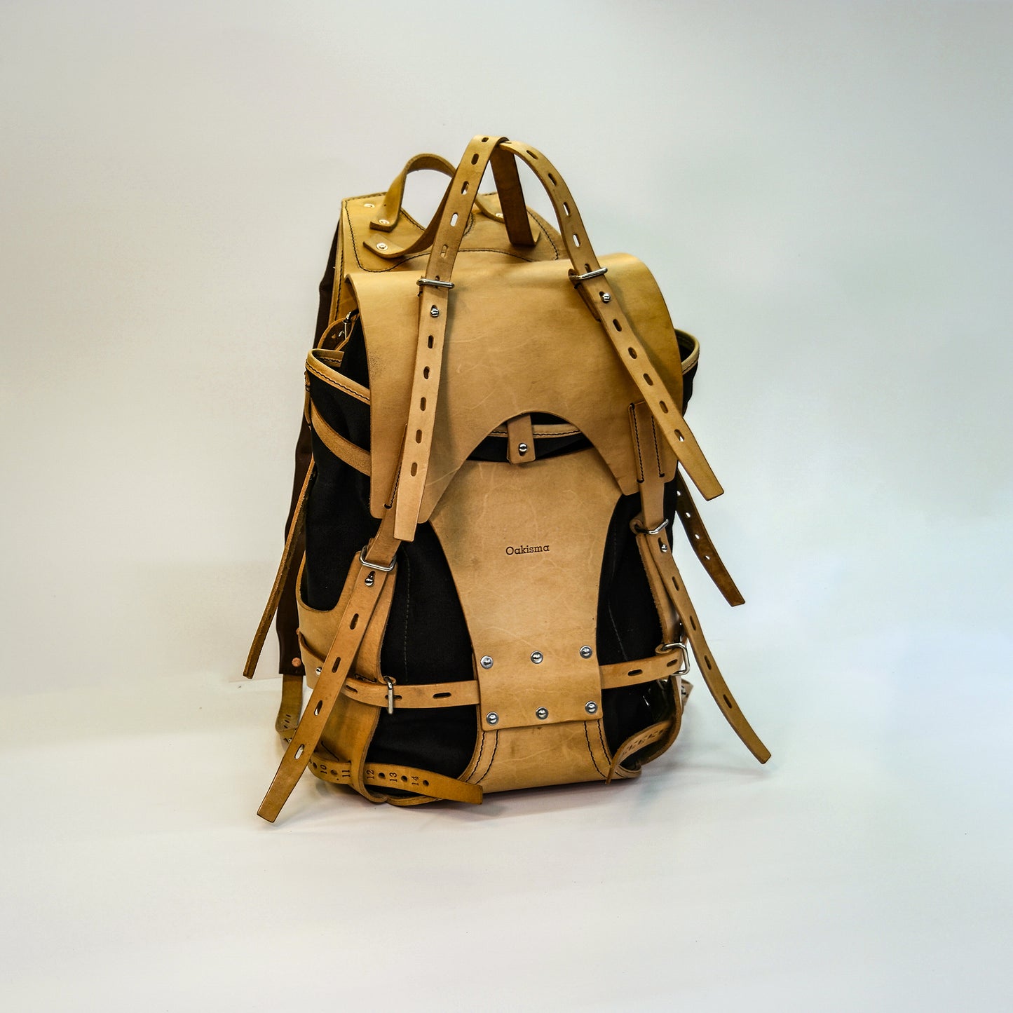 Detachable canvas+plant tanned leather backpack - retro backpack for travel, camping, hiking, commuting