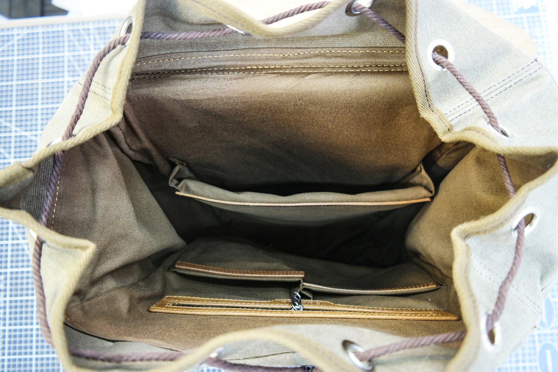 Waxed canvas and leather backpack 35 liter handmade leather waxed backpack, suitable for travel, camping, hunting, hiking