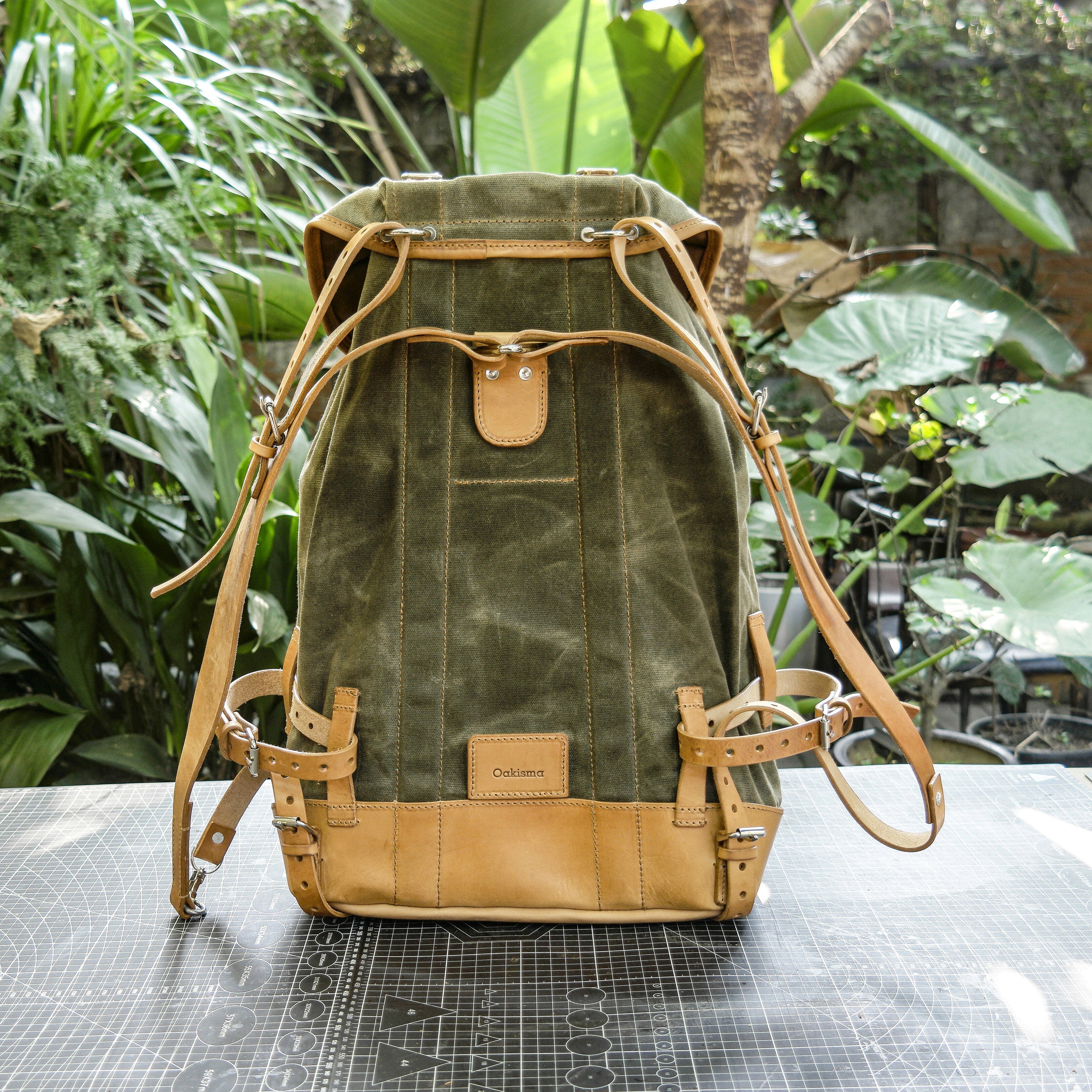 Swiss adventure vintage plant blend cowhide waxed canvas jungle hiking