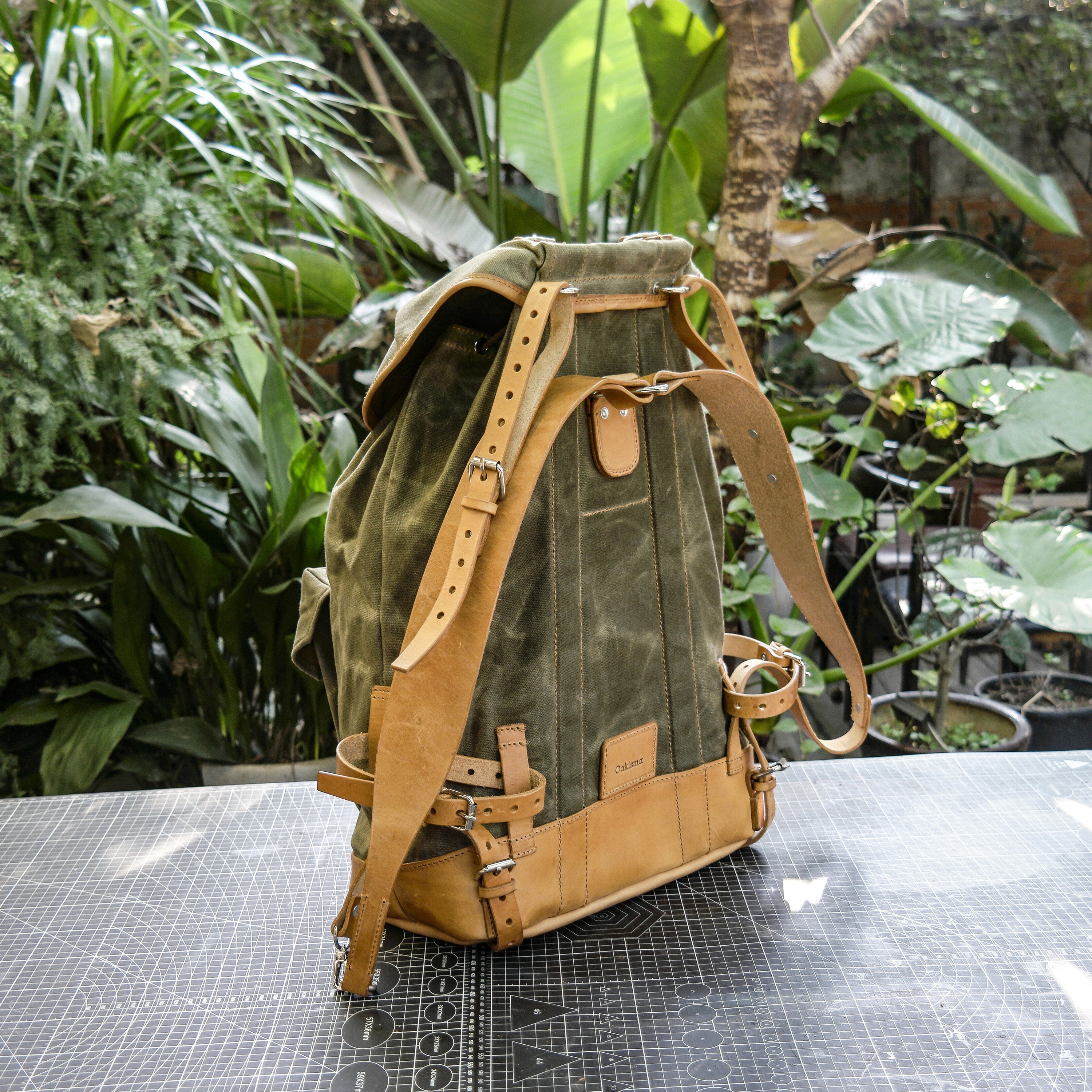 Swiss adventure vintage plant blend cowhide waxed canvas jungle hiking