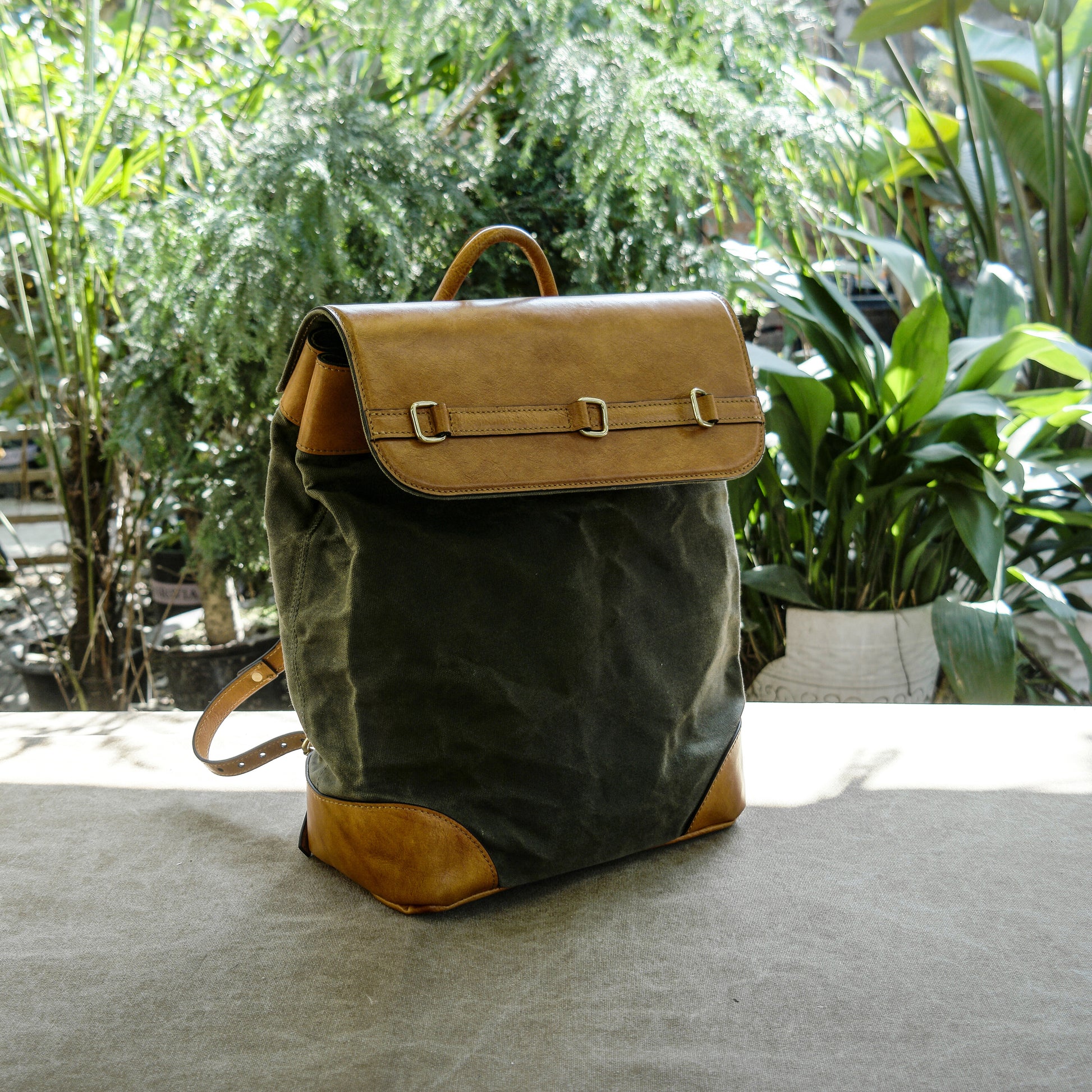 Waxed Canvas & Vintage Leather City Backpack PDF Pattern